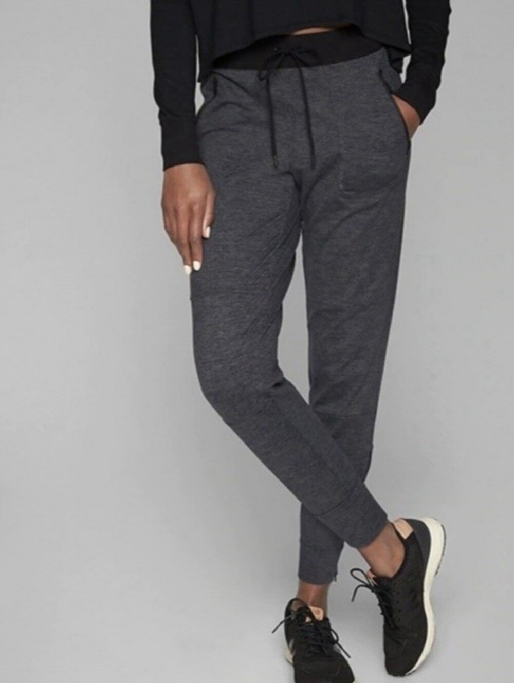 Athleta Flux Street Jogger Dark Grey Heather Zip Ankle Athleisure, Plus 1X